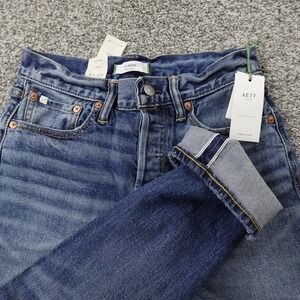 NEW American Eagle Jeans Mens 27X30 Dark Blue Classic Selvedge Denim Straight